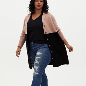 Color block Sweater Coat